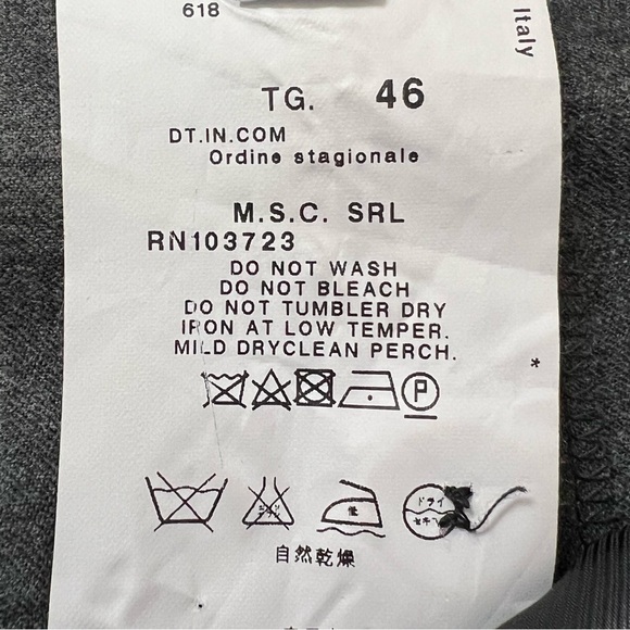 Armani Collezioni Charcoal Gray Virgin Wool Elegant Dress Pants IT 46 US Size 10 - Picture 6 of 10